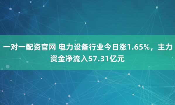 一对一配资官网 电力设备行业今日涨1.65%，主力资金净流入57.31亿元
